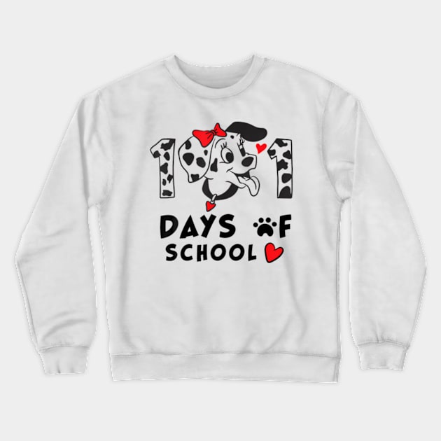 100 Days Of School Dalmatian Dog Boy Kid 100th Day Of School Crewneck Sweatshirt by Cristian Torres